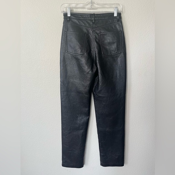 Wilfred Melina High Waisted Straight Leg Black Vegan Leather Pants Women Size 4 - Picture 2 of 14